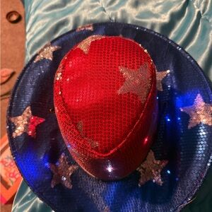 Sequin light up Star Cowboy Hat - Red and Blue